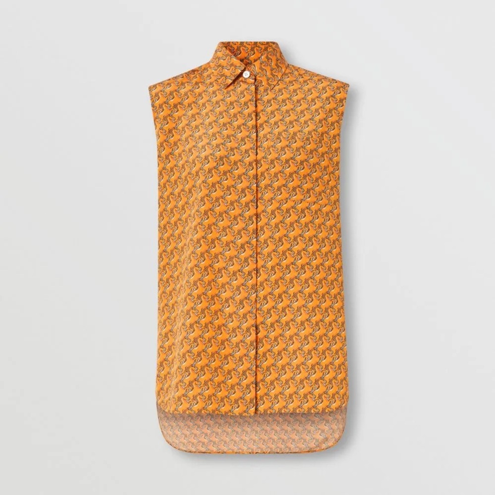 Authentic Burberry sleeveless silk shirt NWT unicorn print